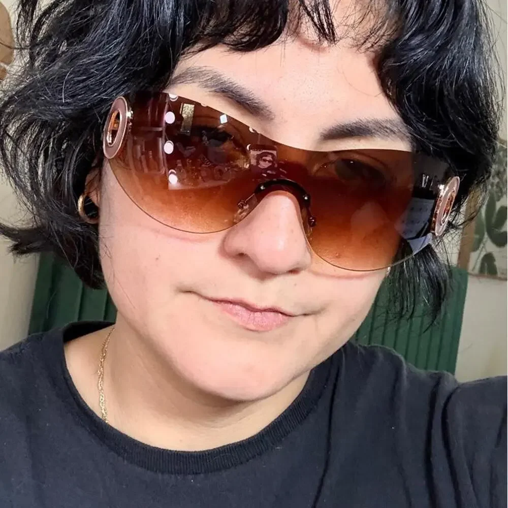 Y2k oversized shield sunglasses with